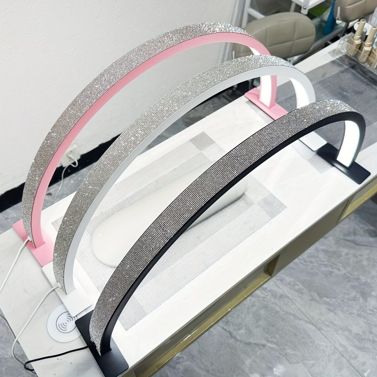 30" Professional LED Nail Lamp with Diamonds - Desktop Manicure Light for Beauty Salon, Eyelash Extension & Tattoo Lighting - 图片 1