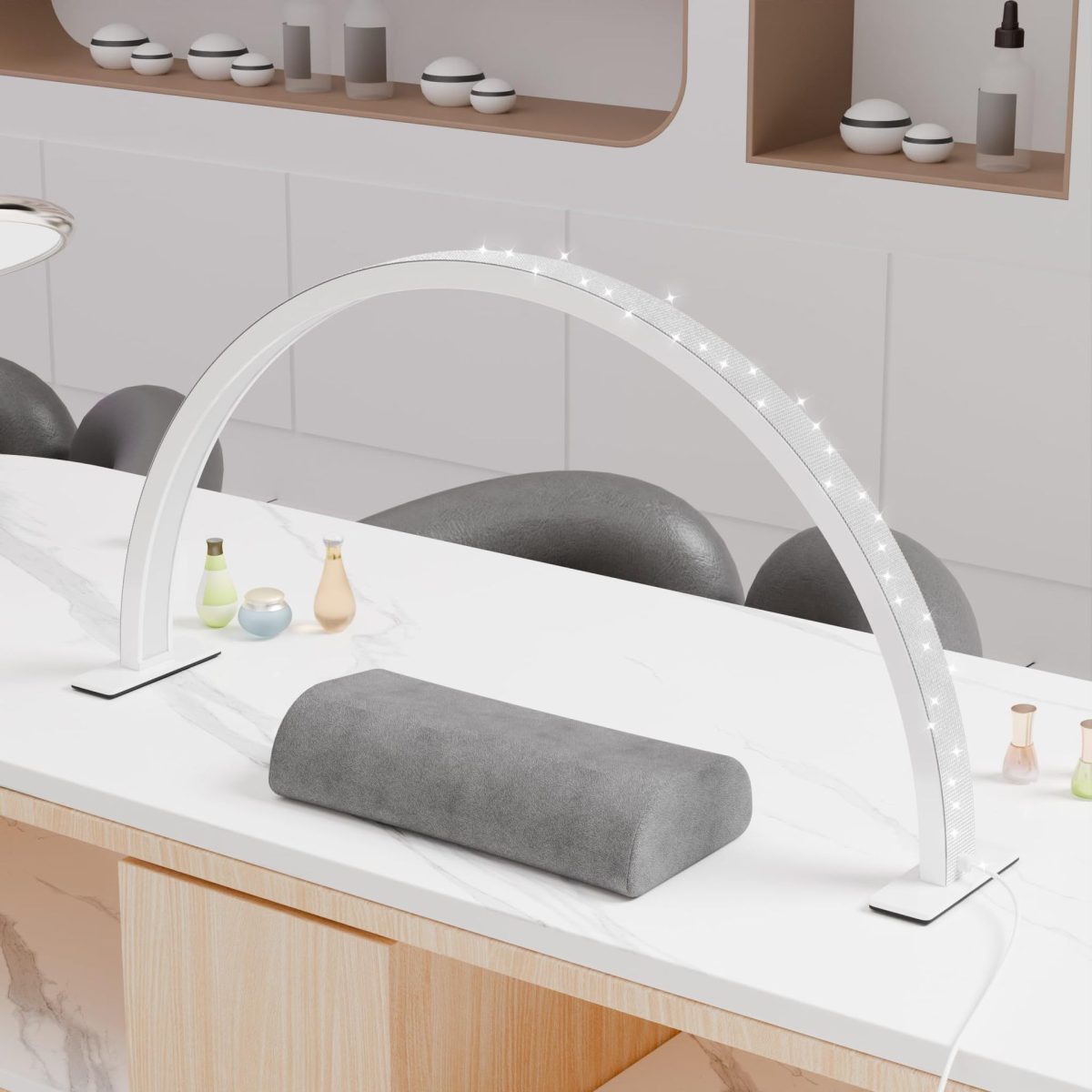 Professional LED Nail Lamp with Diamonds - U-Shape Arch Desktop Beauty Light for Eyelash Extensions Manicure Pedicure Salon - 图片 1