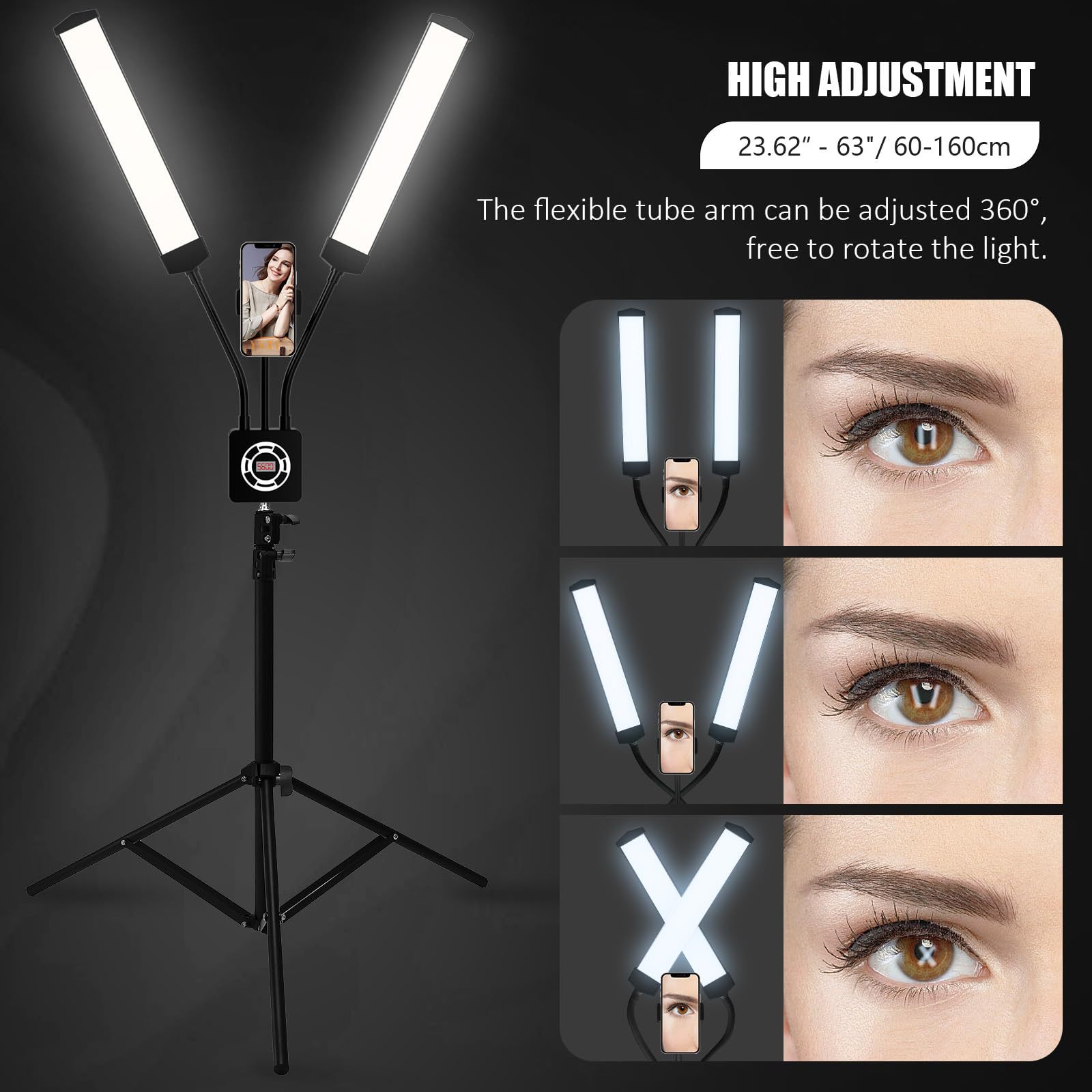 主图_02 LED Ring Light Phone Live Streaming Photography Video Lighting Dual Arm Flexible Portable Stand Fill Light - 图片 1