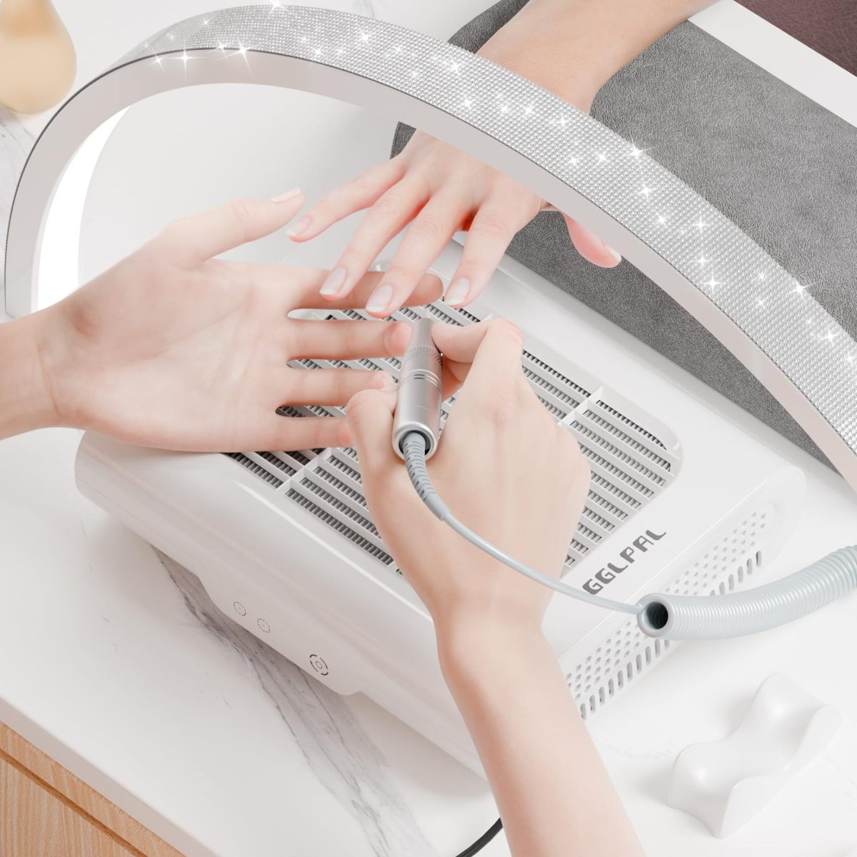 Professional LED Nail Lamp with Diamonds - U-Shape Arch Desktop Beauty Light for Eyelash Extensions Manicure Pedicure Salon - 图片 5
