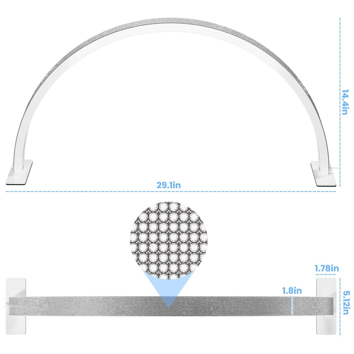 Professional LED Nail Lamp with Diamonds - U-Shape Arch Desktop Beauty Light for Eyelash Extensions Manicure Pedicure Salon - 图片 6
