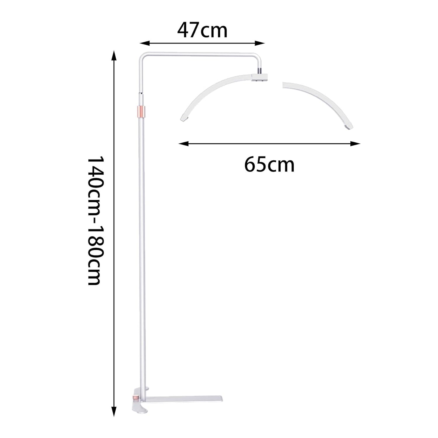 51NmUSe5bcL._SL1500_ Arc LED Beauty Lamp Floor Stand with Remote Control Dimming - 3 Color Temperature Modes 3000K-6000K - Adjustable Height 140-180cm for Spa Facial Massage Eyelash Extensions Salon - 图片 4