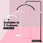 Half Moon Beauty Lamp with Remote Dimming - 70cm Wide Arc Design - Adjustable Height Floor Stand - 3 Colors Available Black White Pink - Professional Salon Facial Light - 图片 2