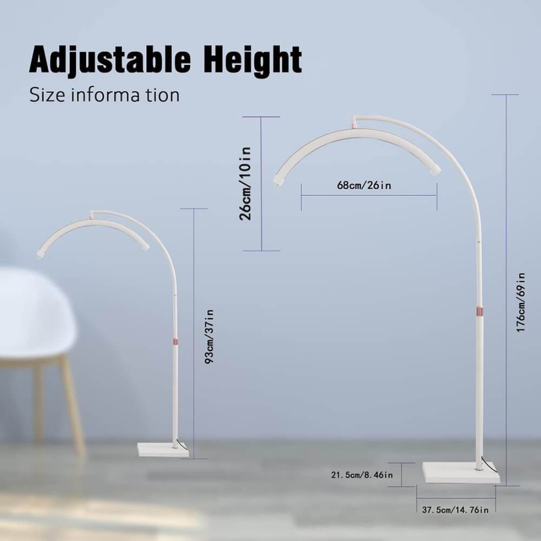 6600067-1--1100x1100 27" LED Moon Light Beauty Lamp - 360° Rotation - Adjustable Height Floor Stand - Phone Holder Included - Stepless Dimming - Dual Color Temperature - Professional Salon Spa Equipment - Image 3