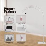 27" LED Moon Light Beauty Lamp - 360° Rotation - Adjustable Height Floor Stand - Phone Holder Included - Stepless Dimming - Dual Color Temperature - Professional Salon Spa Equipment - Image 4