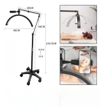 Half Moon LED Beauty Lamp with Rolling Stand 360° Rotation - Adjustable Height Floor Salon Light for Facial Spa Massage Eyelash Extensions - Professional Skincare Lighting with Phone Holder