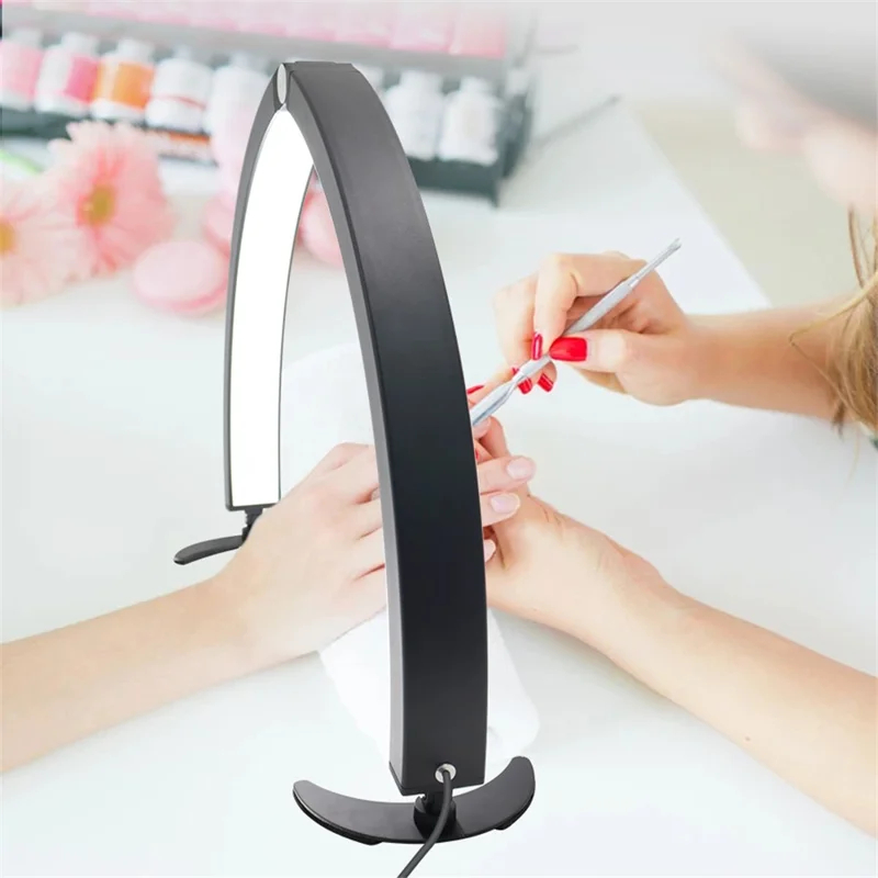 HD-M10X Half-Moon Foldable Nail Desk Lamp 40W 3200-6500K Adjustable LED Light - US Plug _ Black (3) HD-M10X Half Moon Foldable Nail Desk Lamp 40W LED Light 3200-6500K Adjustable Color Temperature for Manicure Salon Beauty Nail Art - US Plug Black - 图片 2