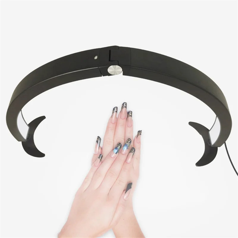 HD-M10X Half-Moon Foldable Nail Desk Lamp 40W 3200-6500K Adjustable LED Light - US Plug _ Black (4) HD-M10X Half Moon Foldable Nail Desk Lamp 40W LED Light 3200-6500K Adjustable Color Temperature for Manicure Salon Beauty Nail Art - US Plug Black - 图片 3