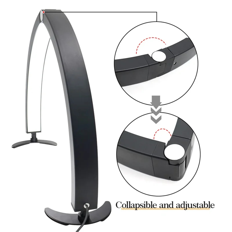 HD-M10X Half-Moon Foldable Nail Desk Lamp 40W 3200-6500K Adjustable LED Light - US Plug _ Black (6) HD-M10X Half Moon Foldable Nail Desk Lamp 40W LED Light 3200-6500K Adjustable Color Temperature for Manicure Salon Beauty Nail Art - US Plug Black - 图片 5