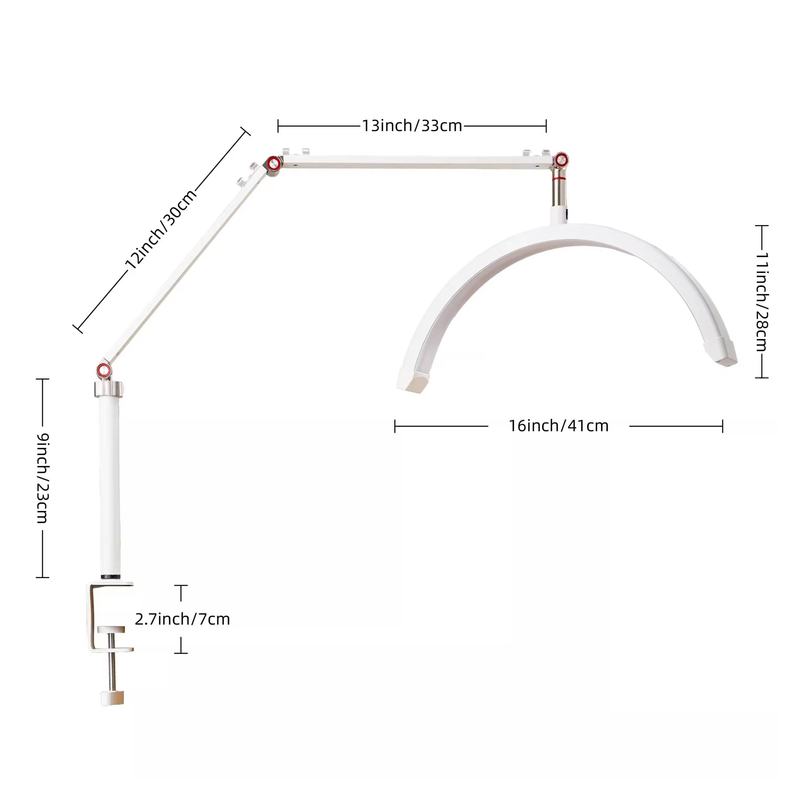 Hc45e10ec340948e3a92ae2bdd13f3dd0x Adjustable Clamp LED Arch Lamp with Swing Arm for Nail Art Eyelash Extension Beauty Salon Desk Light - 图片 3