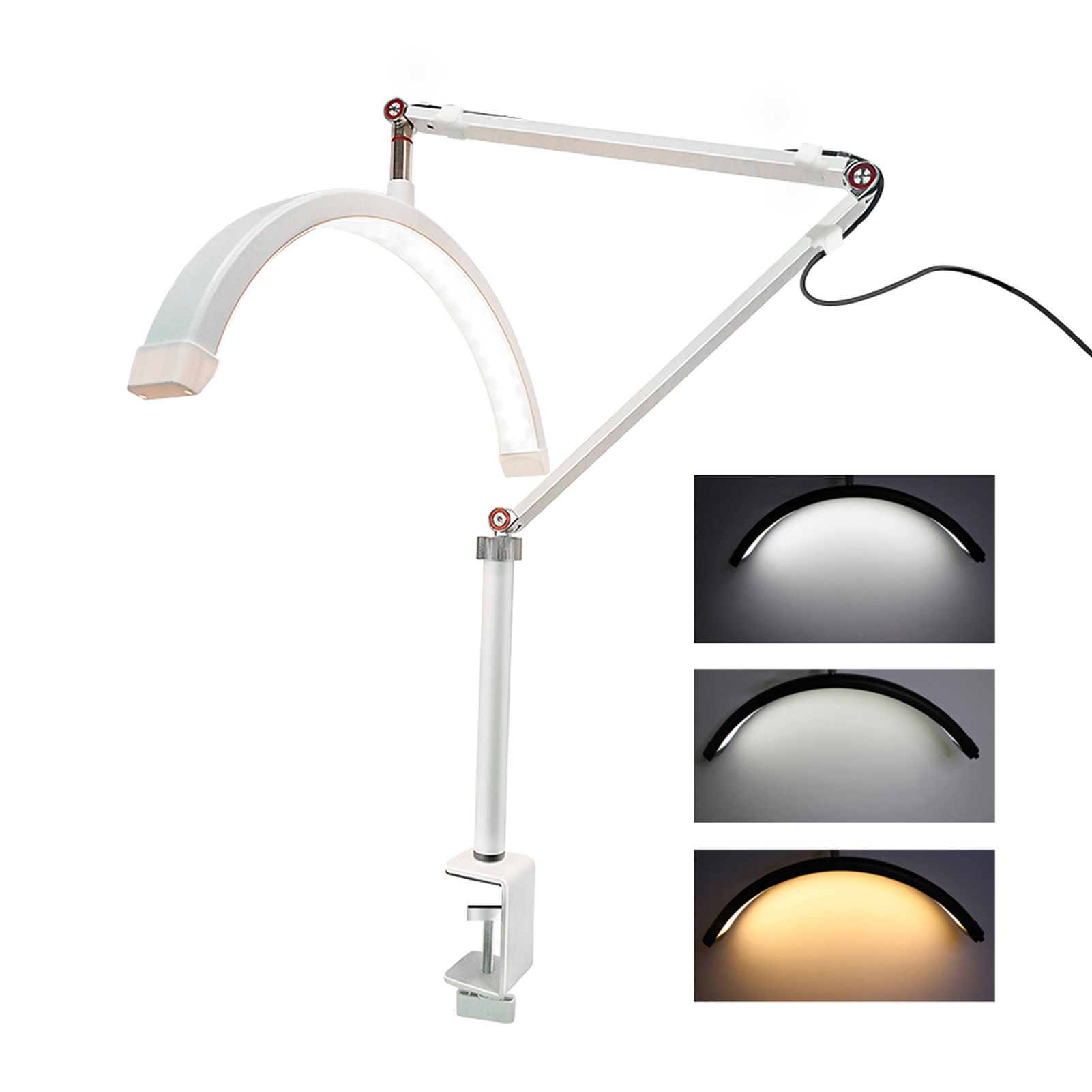 S247ca903a5804af99c3bfdc431969372P Foldable U-Shape LED Nail Technician Lamp 40W Adjustable Brightness 3200K-6500K Color Temperature Clamp Desk Light for Beauty Salon Spa Treatment - 图片 1