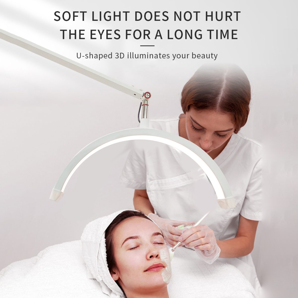 Foldable U-Shape LED Nail Technician Lamp 40W Adjustable Brightness 3200K-6500K Color Temperature Clamp Desk Light for Beauty Salon Spa Treatment - 图片 6