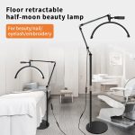 Professional Floor Standing Half-Moon LED Beauty Lamp 20W Adjustable Height 360° Rotating Arm Retractable Salon Light for Nail Art Eyelash Extensions Facial Spa Treatments - 图片 3