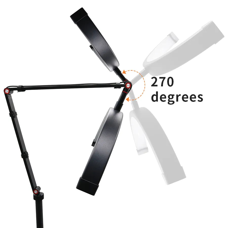 S7fbc20899f7b442e8a1eb46b7e008a2fi_900x Professional Floor Standing Half-Moon LED Beauty Lamp 20W Adjustable Height 360° Rotating Arm Retractable Salon Light for Nail Art Eyelash Extensions Facial Spa Treatments - 图片 5