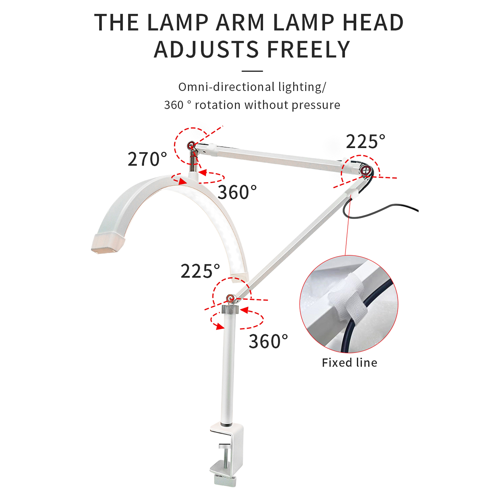 Se146409d91114f40ab5e02d10989ed4bB Foldable U-Shape LED Nail Technician Lamp 40W Adjustable Brightness 3200K-6500K Color Temperature Clamp Desk Light for Beauty Salon Spa Treatment - 图片 2