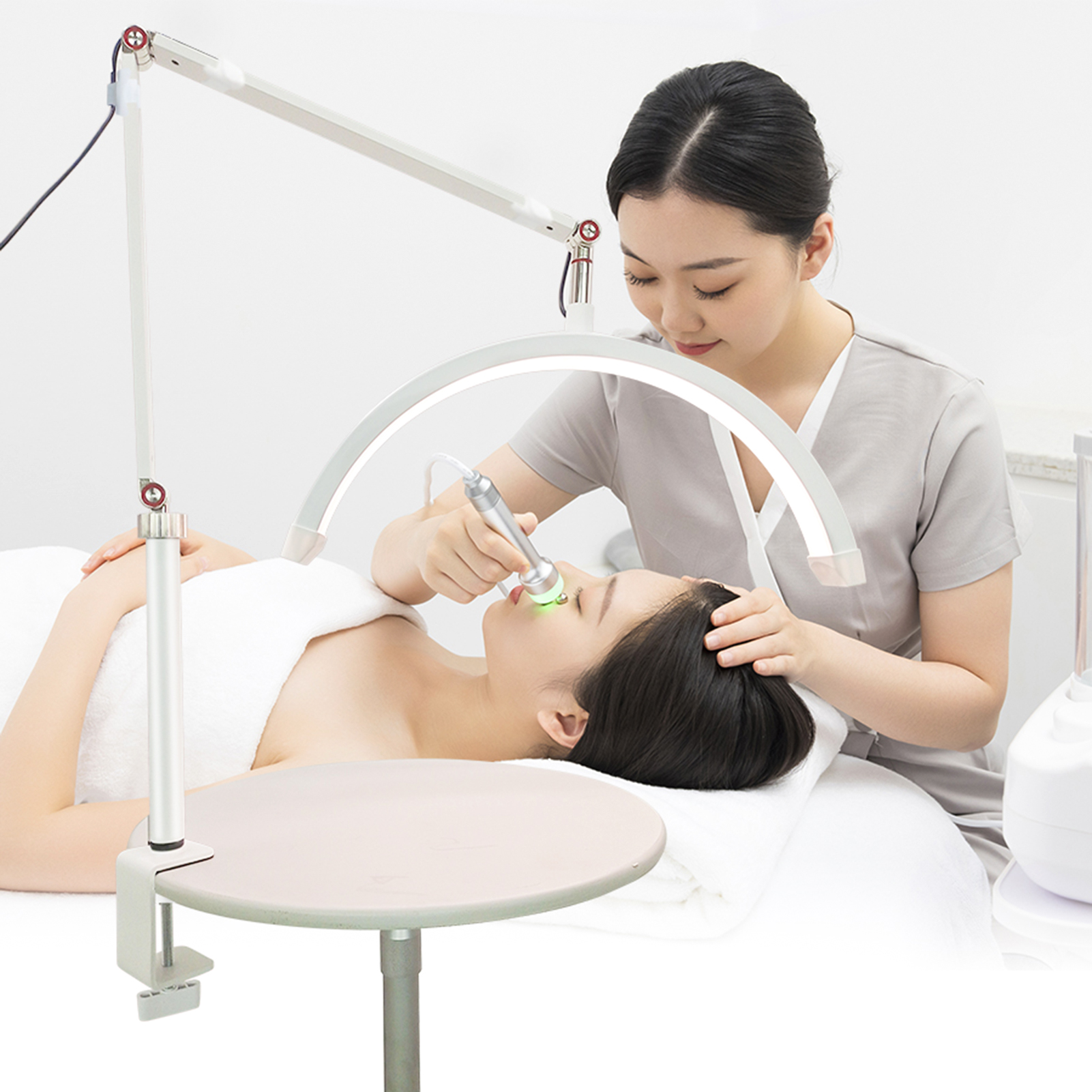 Se80259eb910b4285bad7a9bd978d803cA Foldable U-Shape LED Nail Technician Lamp 40W Adjustable Brightness 3200K-6500K Color Temperature Clamp Desk Light for Beauty Salon Spa Treatment - 图片 3