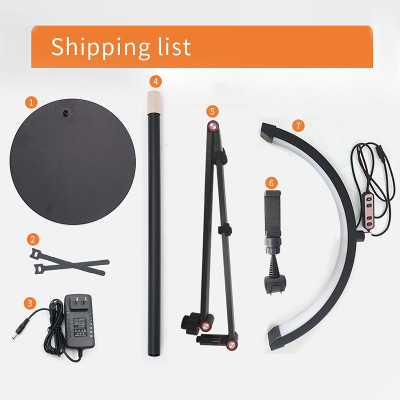 TBD06041479_B1 Professional Floor Standing Half-Moon LED Beauty Lamp 20W Adjustable Height 360° Rotating Arm Retractable Salon Light for Nail Art Eyelash Extensions Facial Spa Treatments - 图片 2