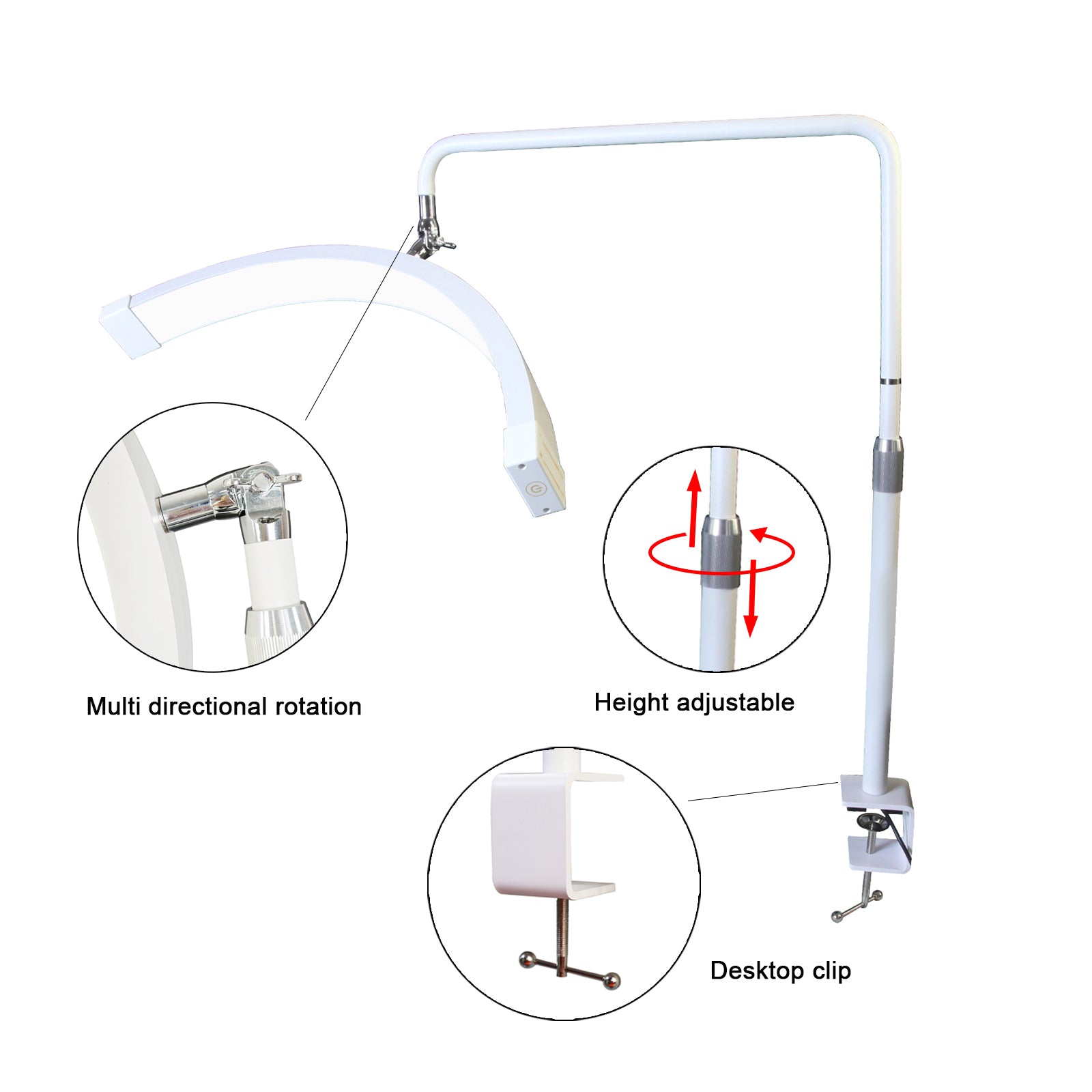 nail_white_clamo_lamp_inst Professional LED Beauty Lamp with Clamp | Adjustable Gooseneck Nail Lamp for Manicure Salon | Diamond Eyelash Extension Light | Desktop Makeup Lighting - 图片 4
