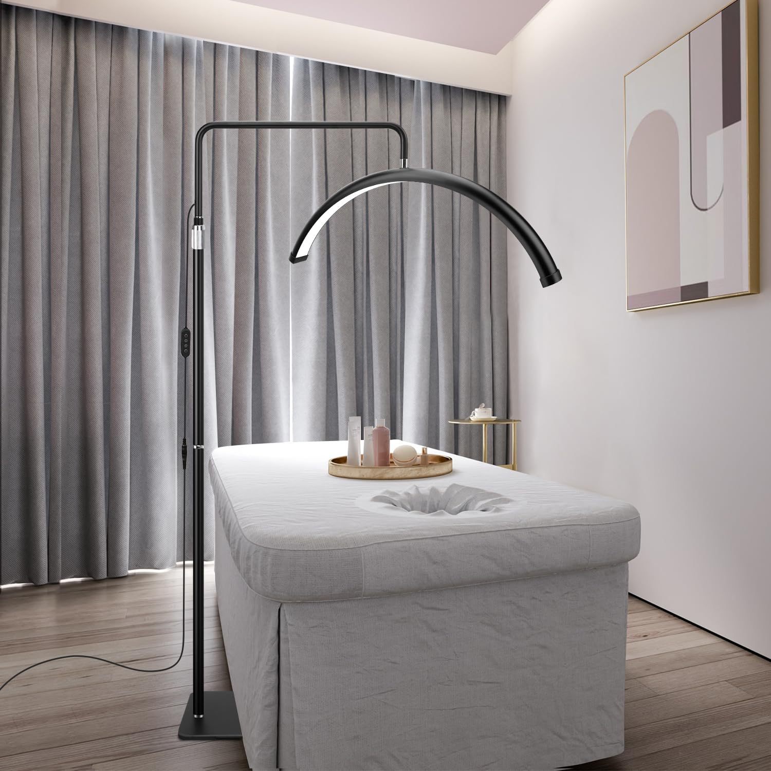 主图-03 24 Inch Semi-Circle LED Beauty Lamp U-Shape Floor Light for Eyelash Extensions Tattoo Microblading Eyebrow with Eye Protection - 图片 1