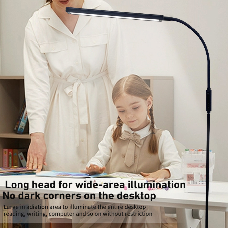 主图-04 Full Spectrum Floor Lamp with Touch Control | Tri-Color Temperature 3000K-6000K Eye Care Reading Light | CRI 97 Adjustable Brightness Desk Lamp for Study & Office - 图片 2