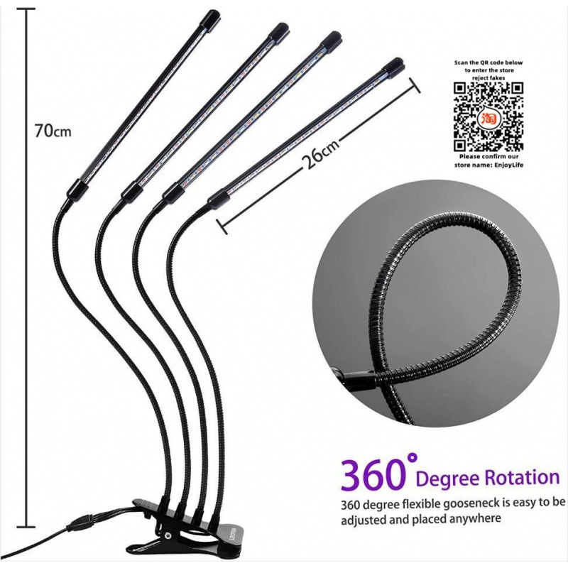 主图-06 (1) LED Plant Grow Light 80 LEDs Full Spectrum Grow Lamp with Clip 360° Flexible Gooseneck for Indoor Plants Vegetables Succulents Seedling Growth Lighting - 图片 2