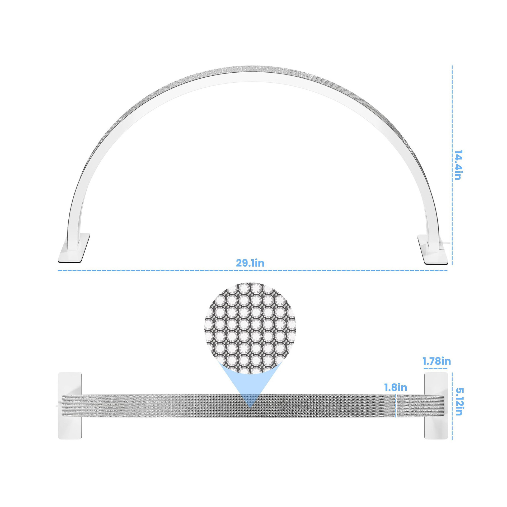 主图-06 Professional Diamond U-Shape LED Beauty Lamp with Adjustable Brightness for Nail Salon Eyelash Extensions Microblading Desktop Lighting - 图片 5